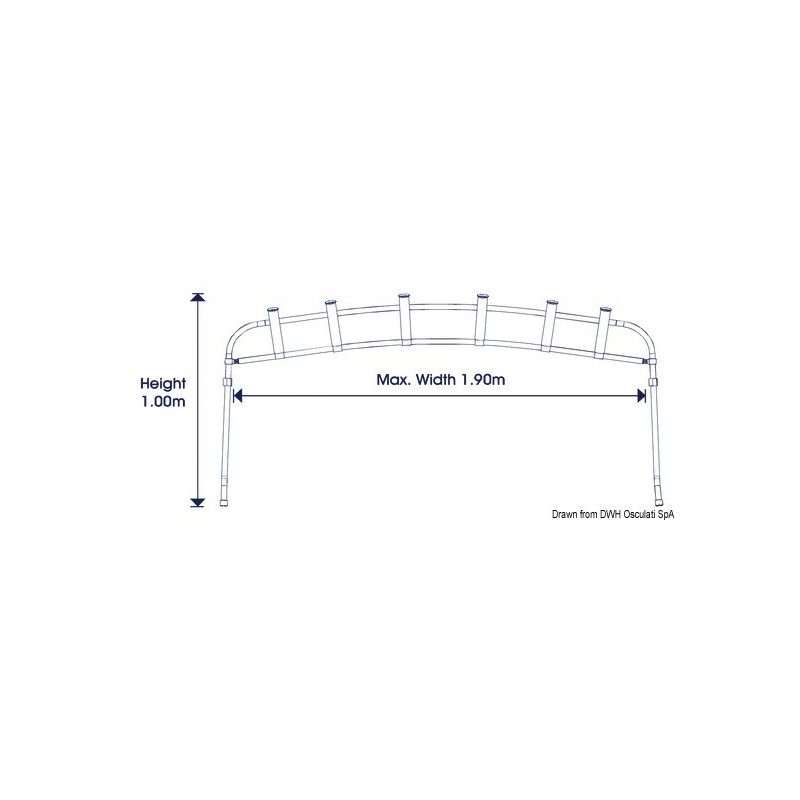 Tour porte-canne à pêche pour bimini 6 places